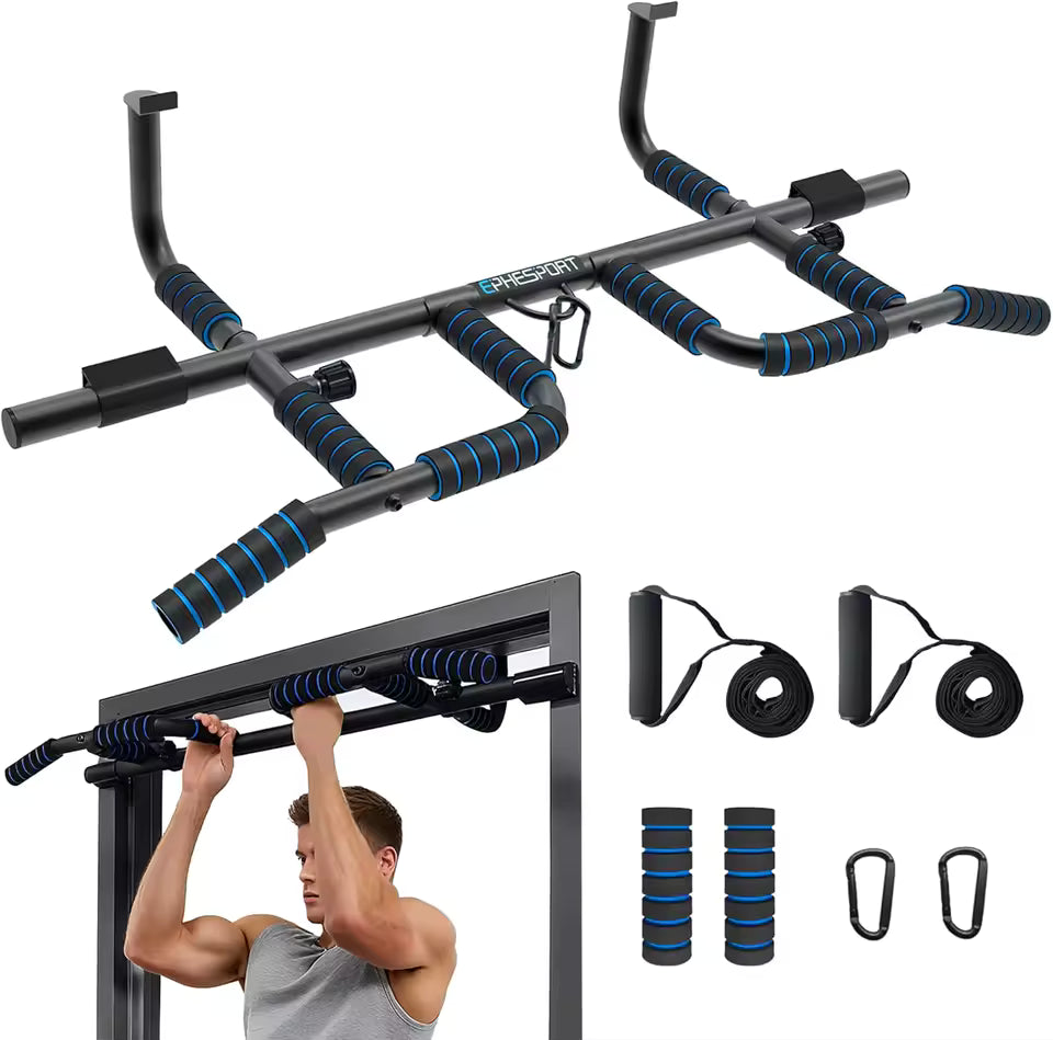 Pull-Up Bar for Doorway – No Drill Multi-Grip Chin-Up Bar Home Gym