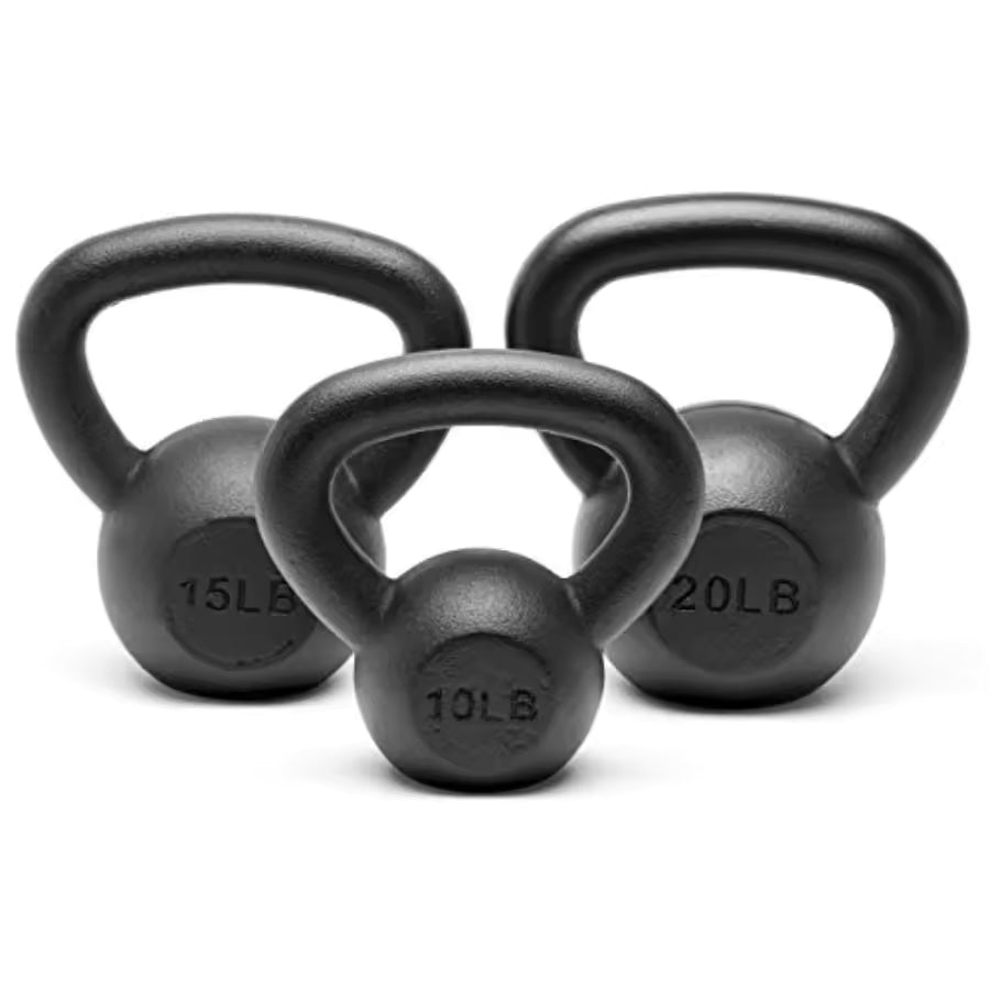 Cast Iron Kettlebell Set – 10 15 20 lb Weight Set for Home Gym